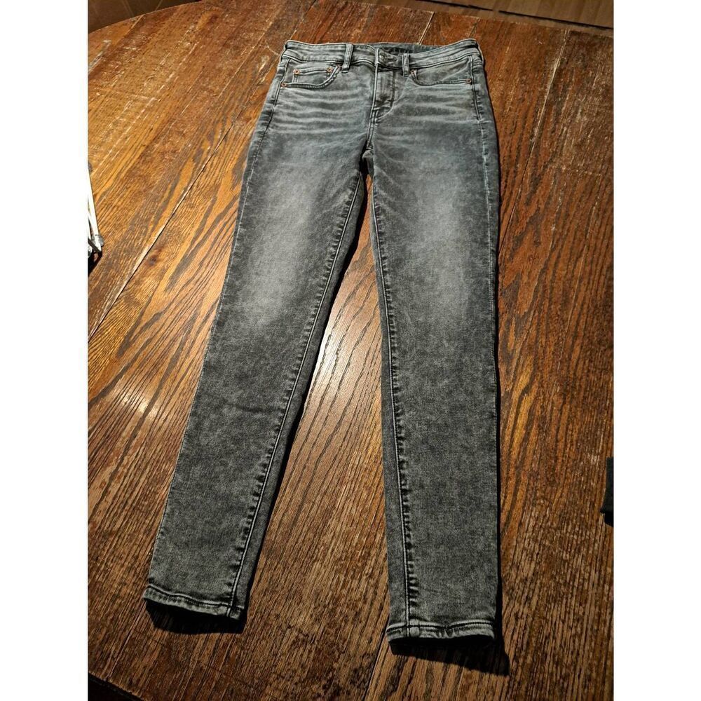 Women’s American Eagle Skinny Jeans Size 6R Faded Black Soft Knit Stretch Denim
